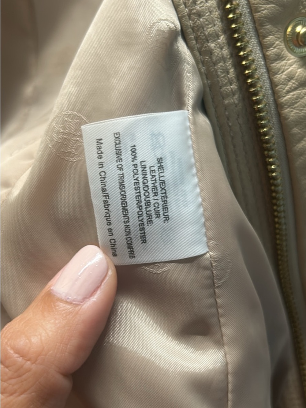 Tory Burch Cream Leather Zip & Snap Jacket with Gold Hardware - Picture 7 of 8